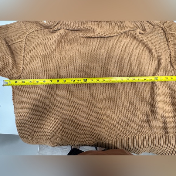 Free People Camel Brown Alli V-Neck Heavy Knit Oversize Sweater Sz S NWT - Picture 13 of 14